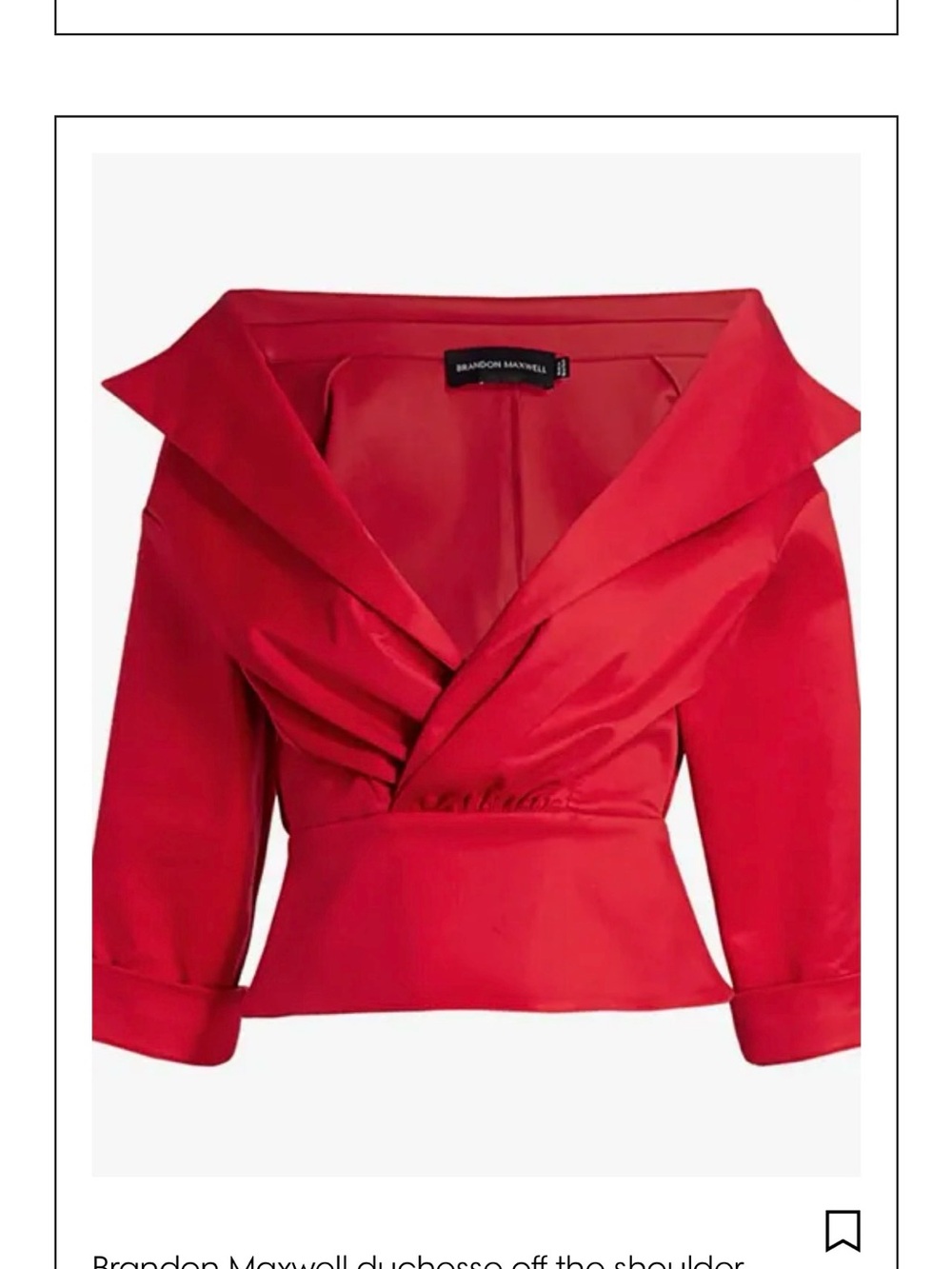 Brandon Maxwell Crimson Red Off-the-Shoulder Wrap Blouse